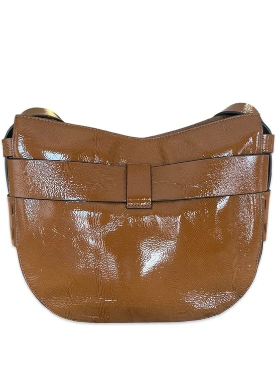 Tory Burch Gemini Link Patent Leather Cross Body in Umber NEW - Picture 3 of 16